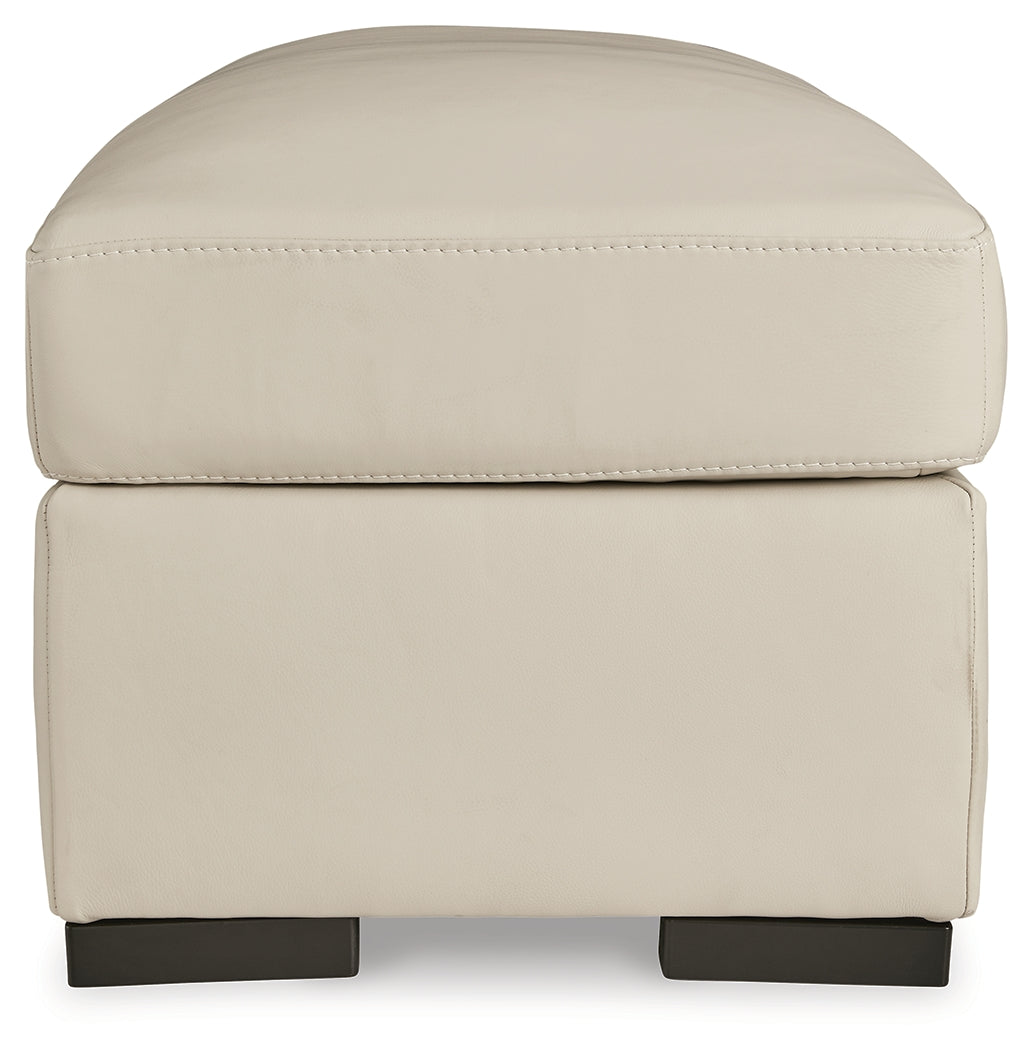 Ashley Furniture - TRESURE TROVE ALMOND OTTOMAN - White Leather Match - Ottomans - Additional View 3