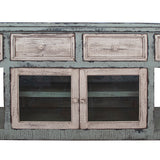International Furniture Direct - ARUBA 70" SKY BLUE TV STAND - Light Blue|Beige Wood - TV Stands