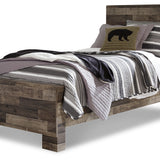 Ashley Furniture - Derekson Twin Panel Bed - Grey - Dark Gray Wood - Beds