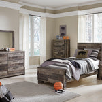 Ashley Furniture - Derekson Twin Panel Bed - Grey - Dark Gray Wood - Beds - Additional View 4