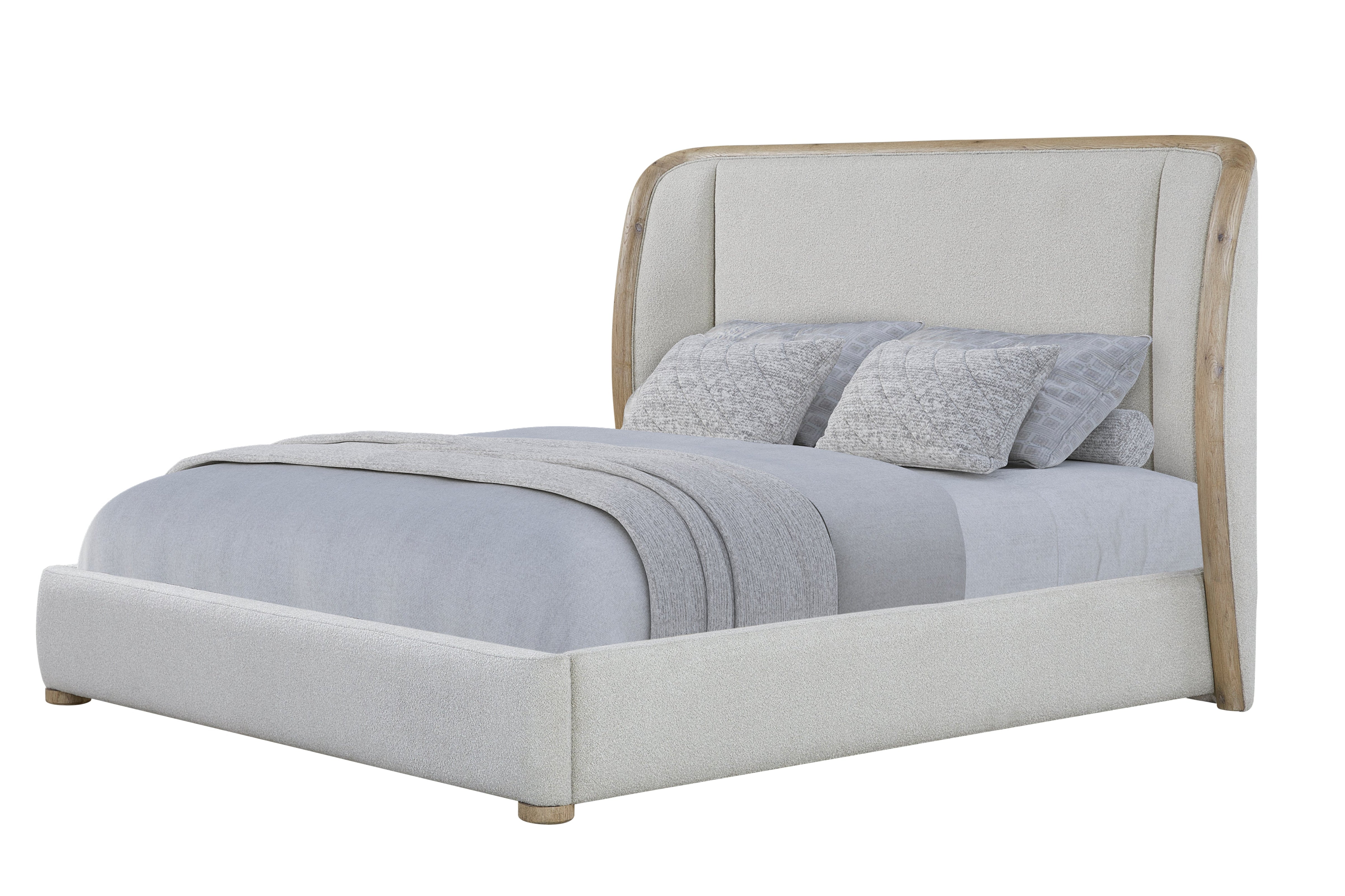 Bernards - PAGOSA KING BED - Gray|Light Brown Wood|Fabric - Beds - Additional View 2