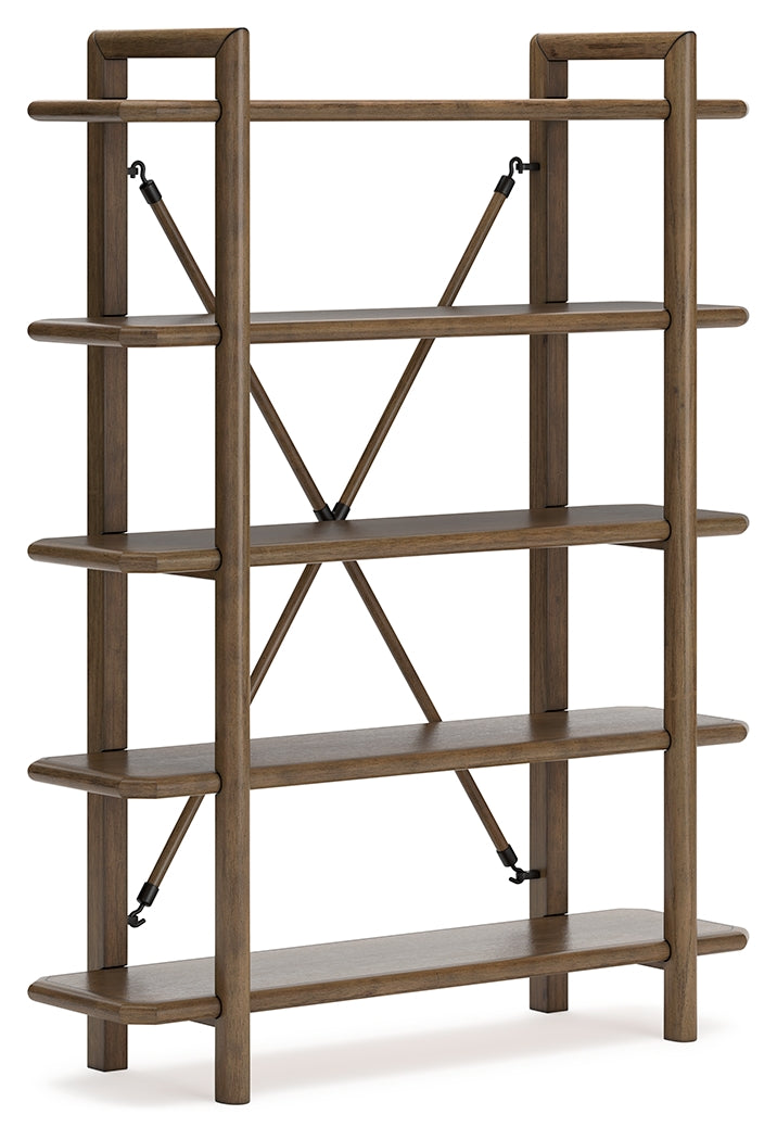 Ashley Furniture - ROANHOWE HOME OFFICE BOOKCASE - Dark Brown Wood - Bookcases