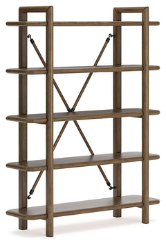 Ashley Furniture - ROANHOWE HOME OFFICE BOOKCASE - Dark Brown Wood - Bookcases