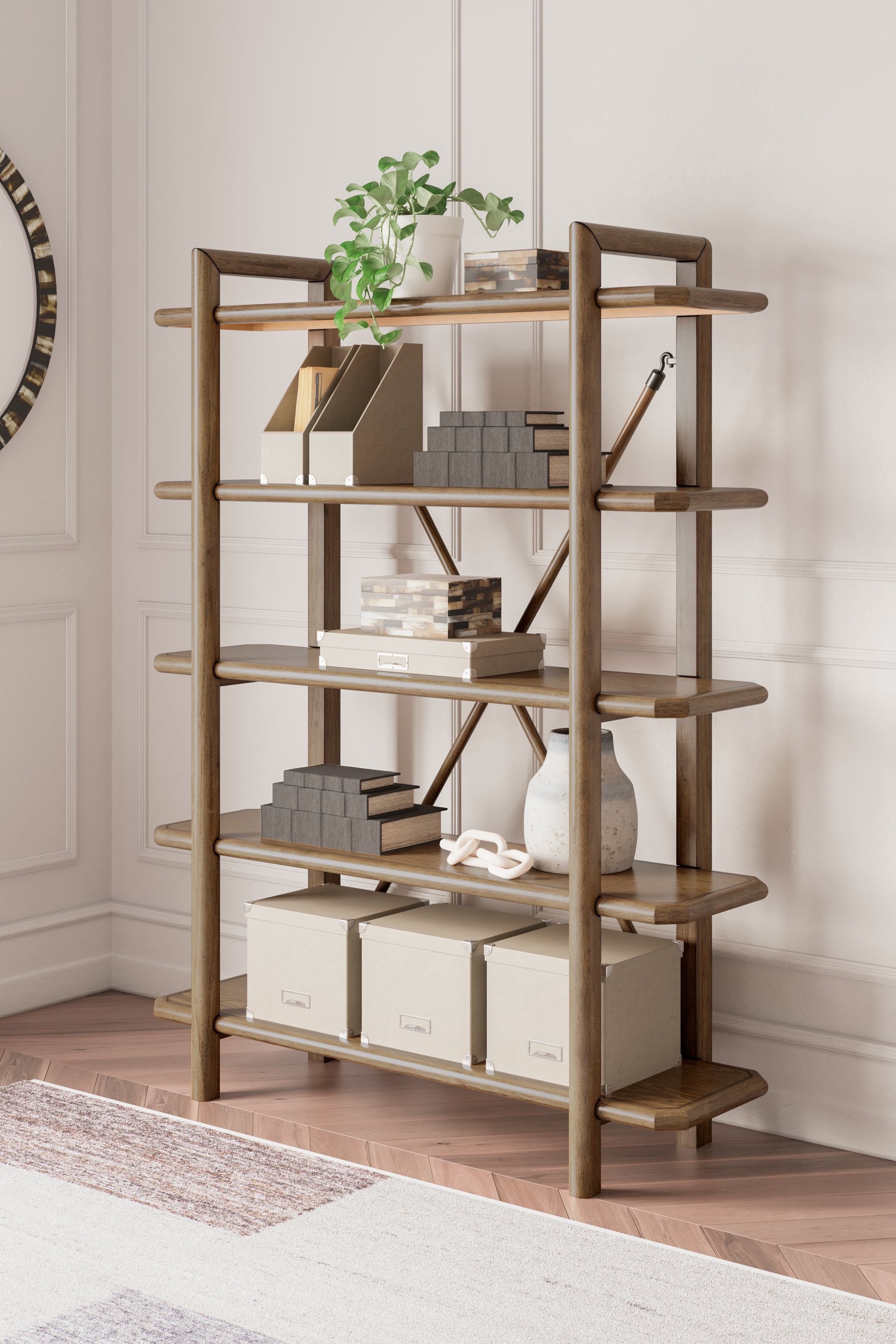 Ashley Furniture - ROANHOWE HOME OFFICE BOOKCASE - Dark Brown Wood - Bookcases - Additional View 1