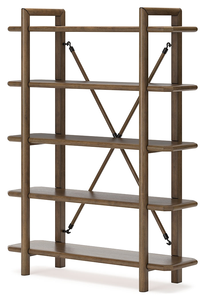 Ashley Furniture - ROANHOWE HOME OFFICE BOOKCASE - Dark Brown Wood - Bookcases - Additional View 2