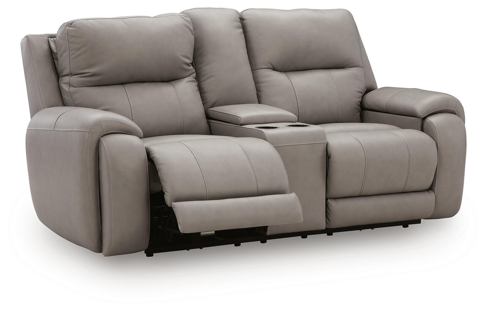 Ashley Furniture - TRENDSETTER PWR RECL LOVESEAT W/AUDIO - Gray Leather Match - Loveseats - Additional View 2