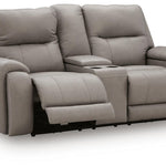 Ashley Furniture - TRENDSETTER PWR RECL LOVESEAT W/AUDIO - Gray Leather Match - Loveseats - Additional View 2
