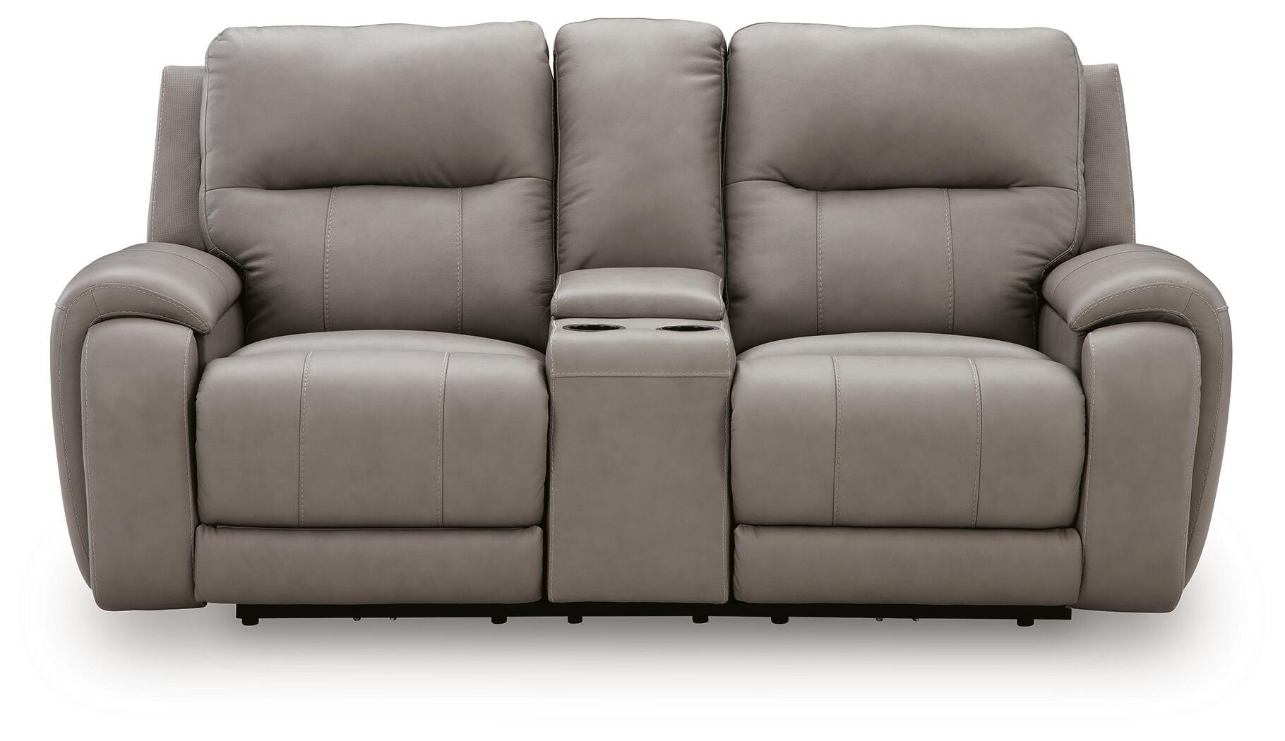 Ashley Furniture - TRENDSETTER PWR RECL LOVESEAT W/AUDIO - Gray Leather Match - Loveseats - Additional View 3