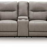 Ashley Furniture - TRENDSETTER PWR RECL LOVESEAT W/AUDIO - Gray Leather Match - Loveseats - Additional View 4