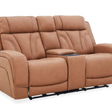 Jacek Leather Power Console Loveseat With Immersive