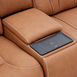 Jacek Leather Power Console Loveseat With Immersive