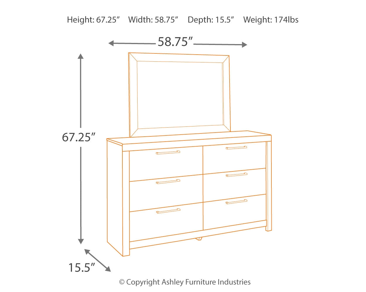 Ashley Furniture - Derekson Dresser And Mirror - Grey - Dark Gray Wood|Glass - Dresser & Mirror - Additional View 4