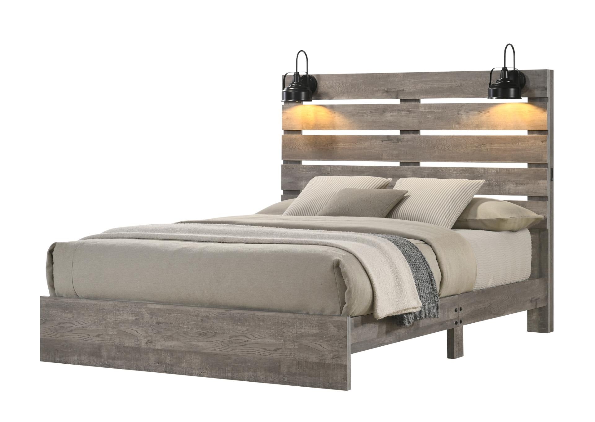 Arianna Full Bed With Lights - Grey
