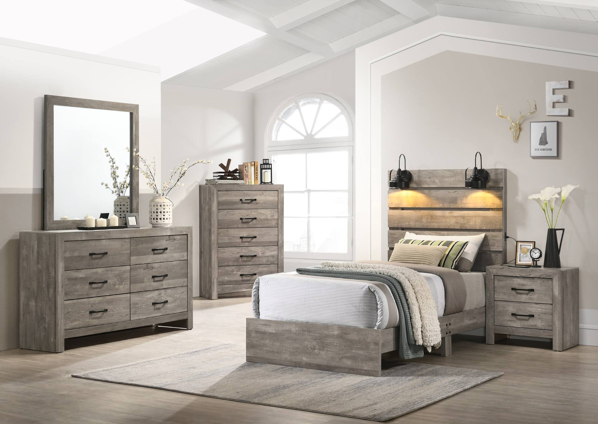 Arianna Full Bed With Lights - Grey - Additional View 2