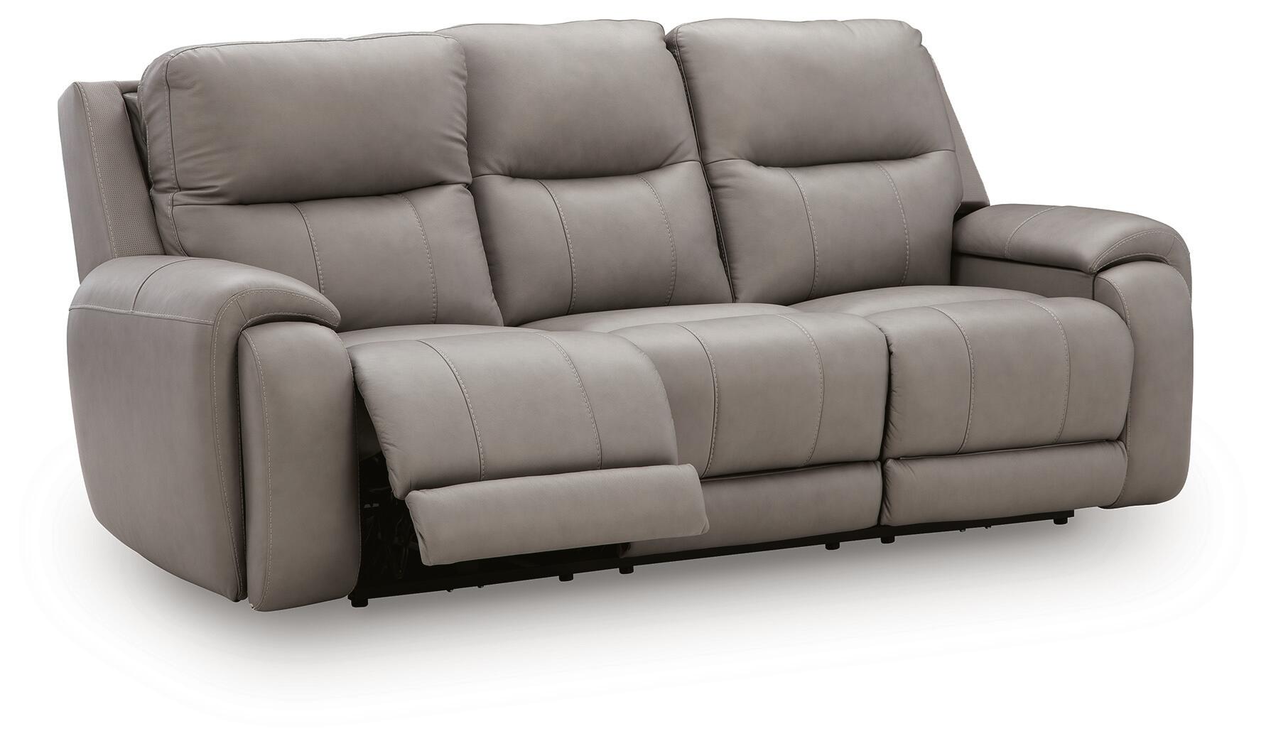 Ashley Furniture - TRENDSETTER PWR RECL SOFA W/ AUDIO - Gray Leather Match - Sofas - Additional View 2