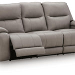Ashley Furniture - TRENDSETTER PWR RECL SOFA W/ AUDIO - Gray Leather Match - Sofas - Additional View 2