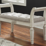 Ashley Furniture - REALYN ACCENT BENCH - White Fabric|Wood - Benches - Additional View 1