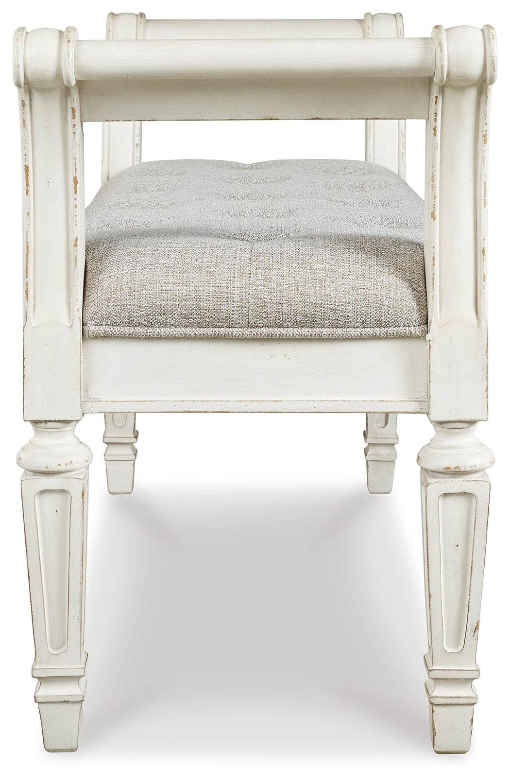 Ashley Furniture - REALYN ACCENT BENCH - White Fabric|Wood - Benches - Additional View 2