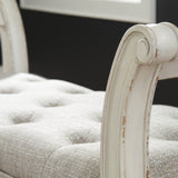 Ashley Furniture - REALYN ACCENT BENCH - White Fabric|Wood - Benches - Additional View 4