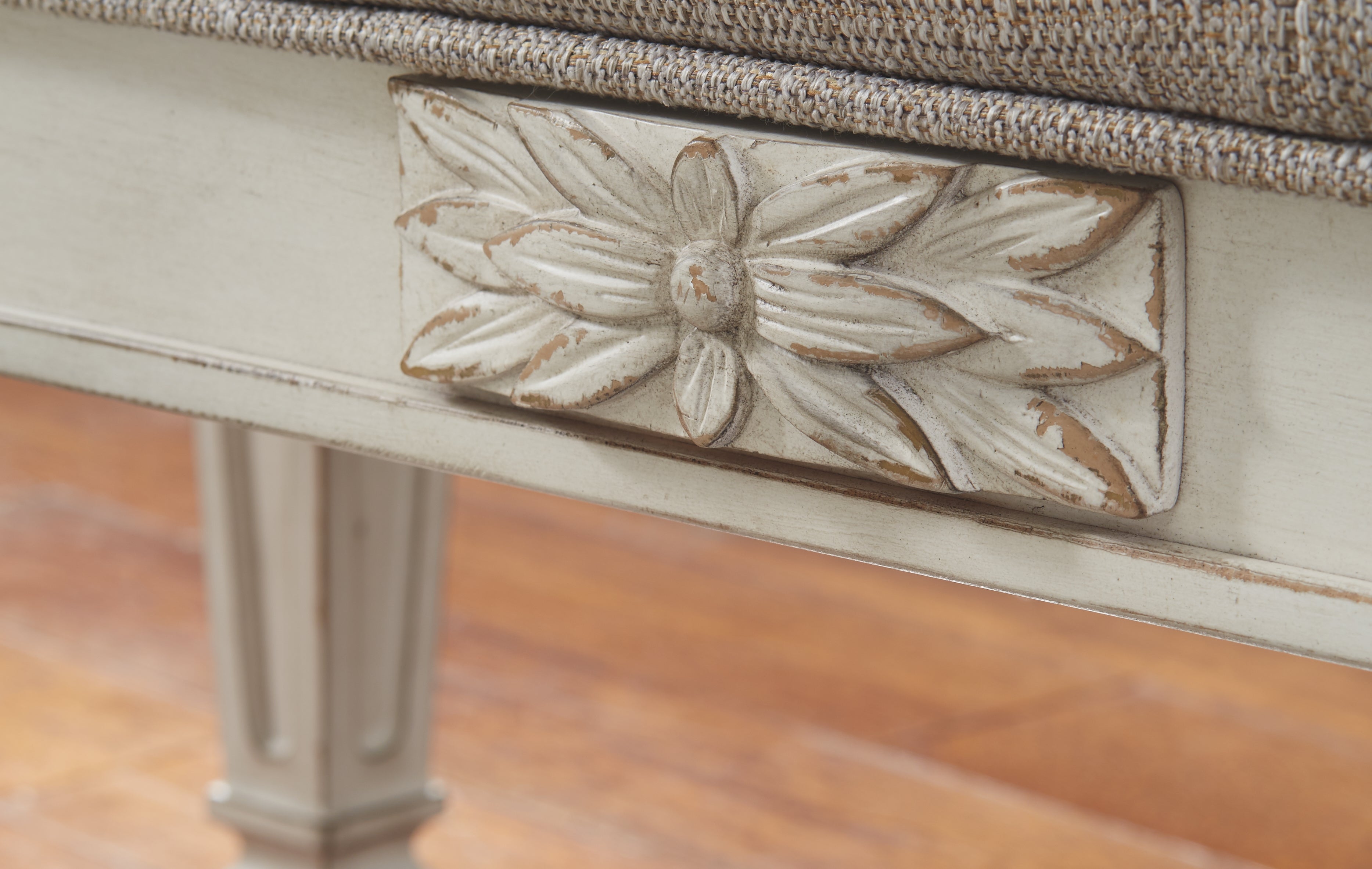 Ashley Furniture - REALYN ACCENT BENCH - White Fabric|Wood - Benches - Additional View 5