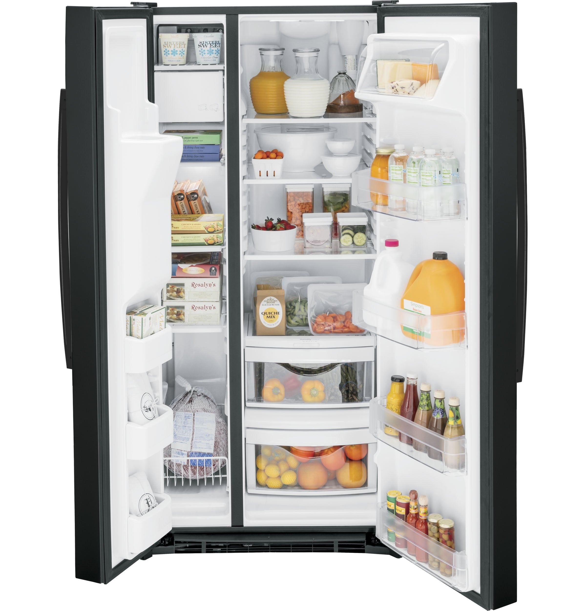 GE BLACK SIDE BY SIDE 23CU REFRIGERATOR - Refrigerators - Additional View 1