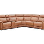 FRIDA TOFFEE LEATHER 6 PIECE POWER SECTIONAL WITH HEAT AND MASSAGE