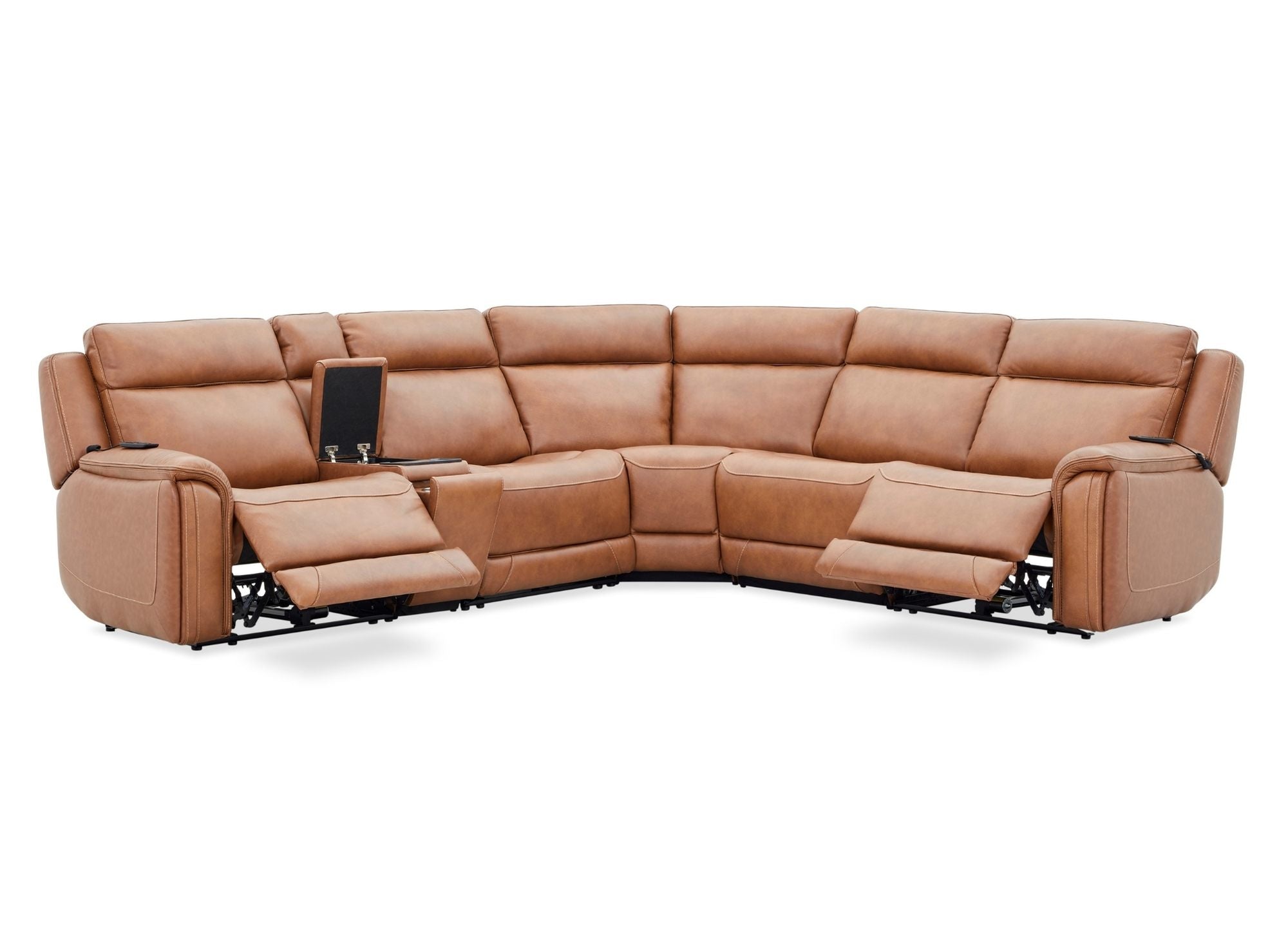 FRIDA TOFFEE LEATHER 6 PIECE POWER SECTIONAL WITH HEAT AND MASSAGE - Additional View 1