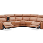 FRIDA TOFFEE LEATHER 6 PIECE POWER SECTIONAL WITH HEAT AND MASSAGE - Additional View 1