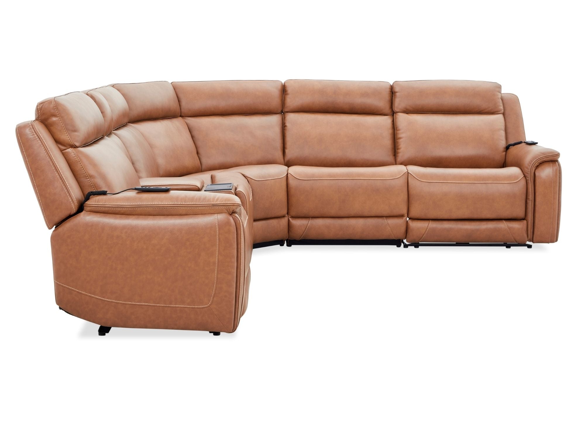FRIDA TOFFEE LEATHER 6 PIECE POWER SECTIONAL WITH HEAT AND MASSAGE - Additional View 2