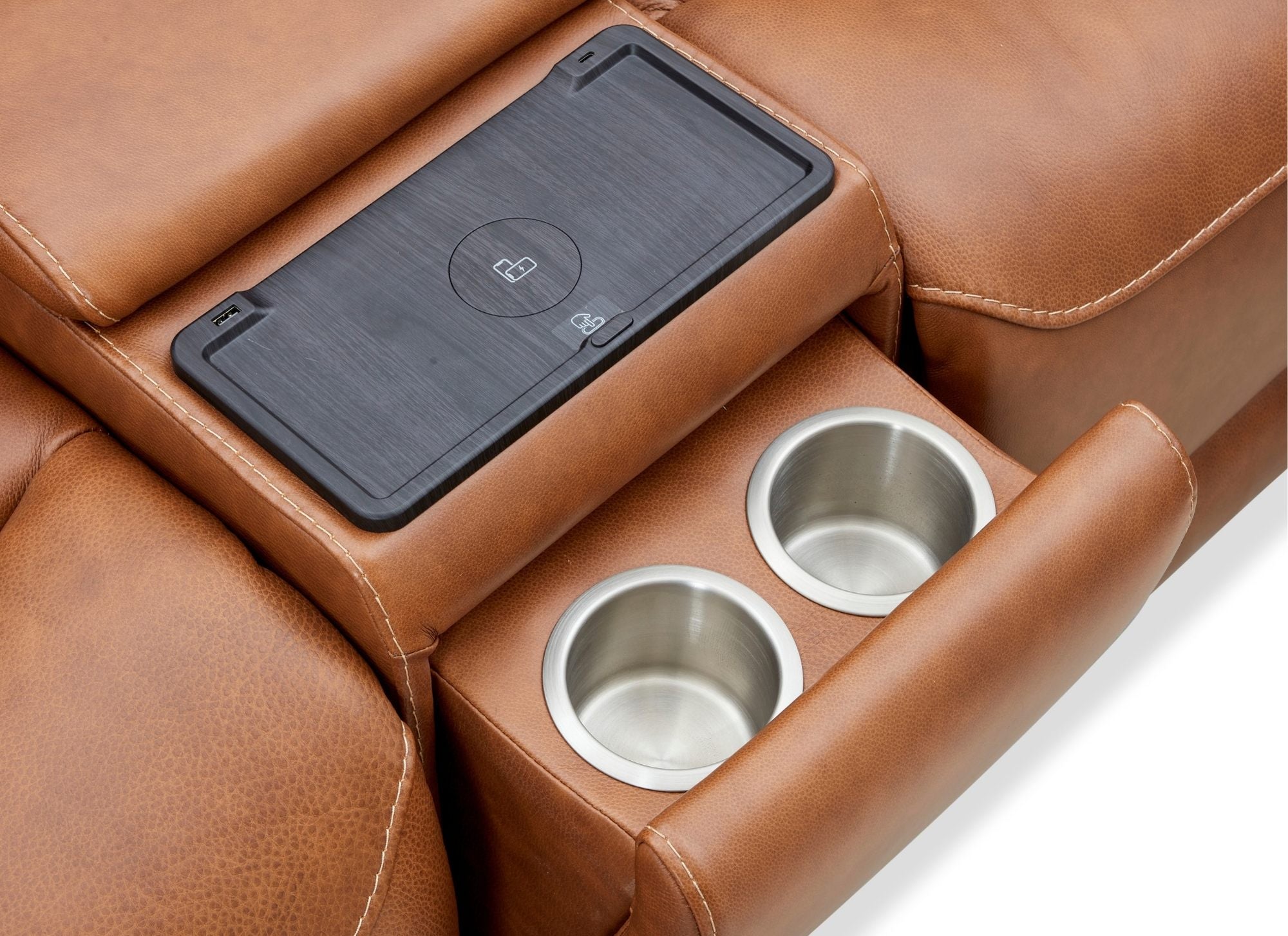 FRIDA TOFFEE LEATHER 6 PIECE POWER SECTIONAL WITH HEAT AND MASSAGE - Additional View 4