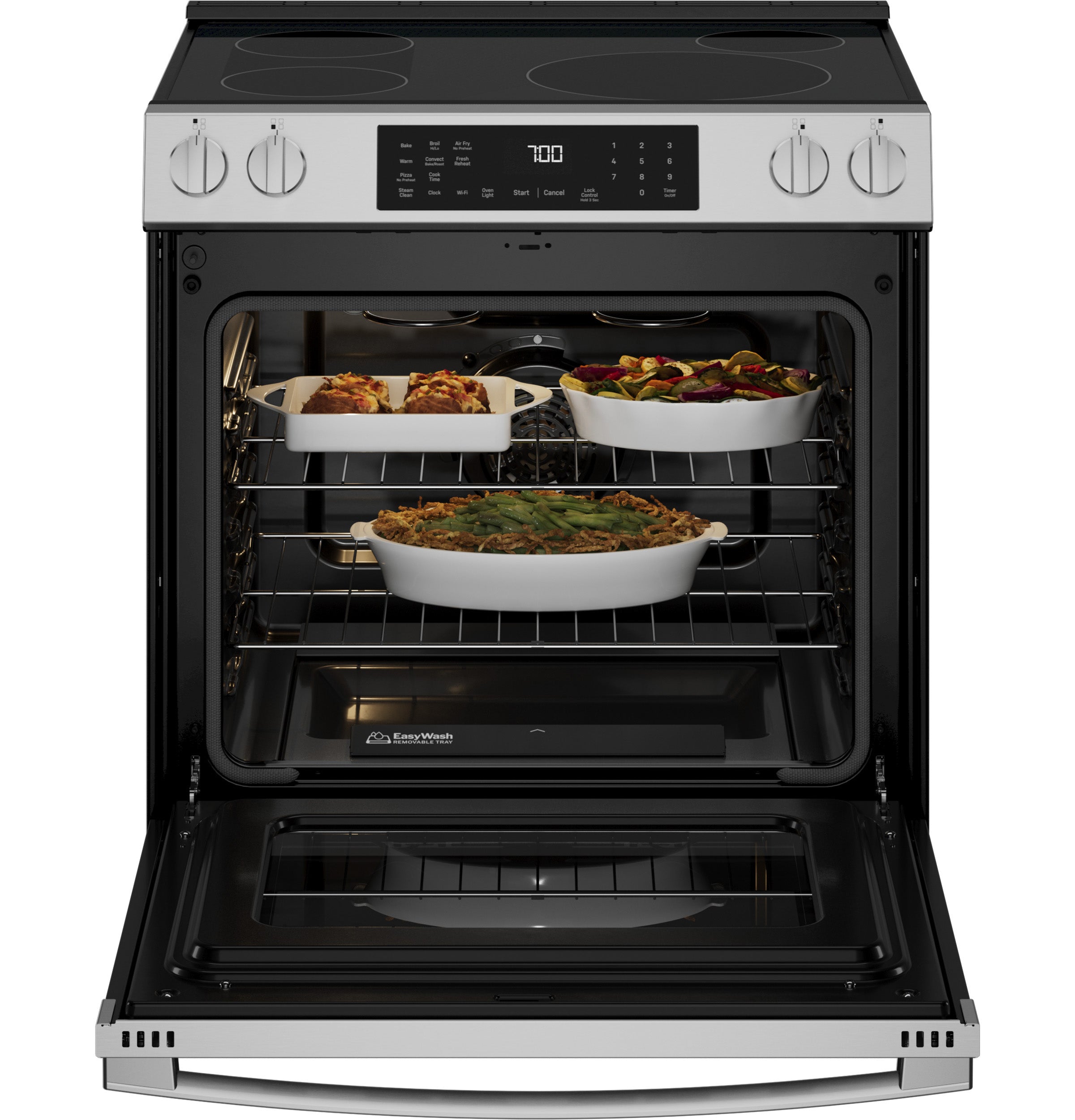 GE PROFILE STAINLESS ELECTRIC SLIDE-IN RANGE WITH INDUCTION, CONVECTION, AND AIR FRY - Pearl Silver|Black - Ranges - Additional View 34