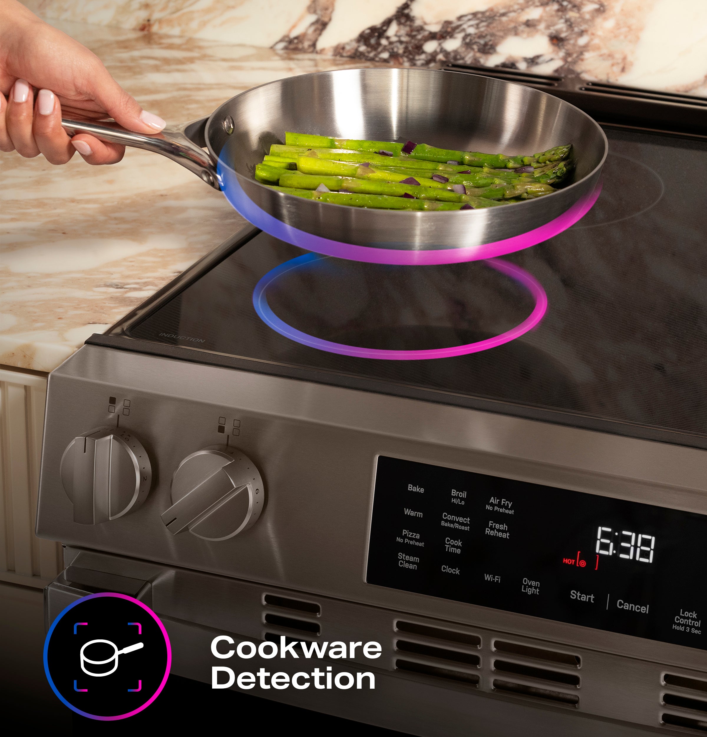 GE PROFILE STAINLESS ELECTRIC SLIDE-IN RANGE WITH INDUCTION, CONVECTION, AND AIR FRY - Pearl Silver|Black - Ranges - Additional View 24