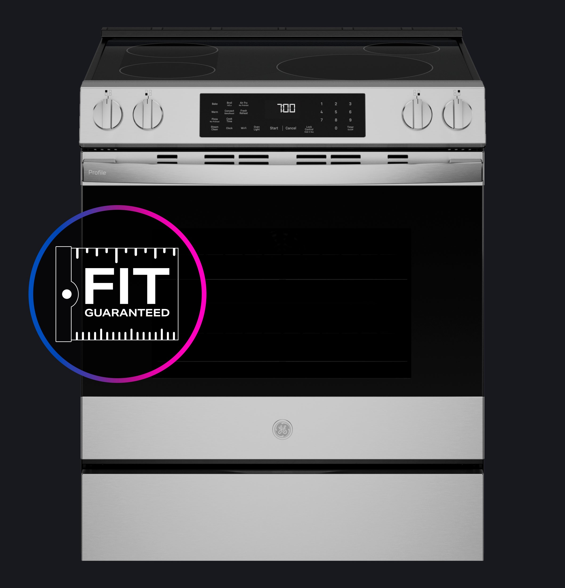 GE PROFILE STAINLESS ELECTRIC SLIDE-IN RANGE WITH INDUCTION, CONVECTION, AND AIR FRY - Pearl Silver|Black - Ranges - Additional View 25
