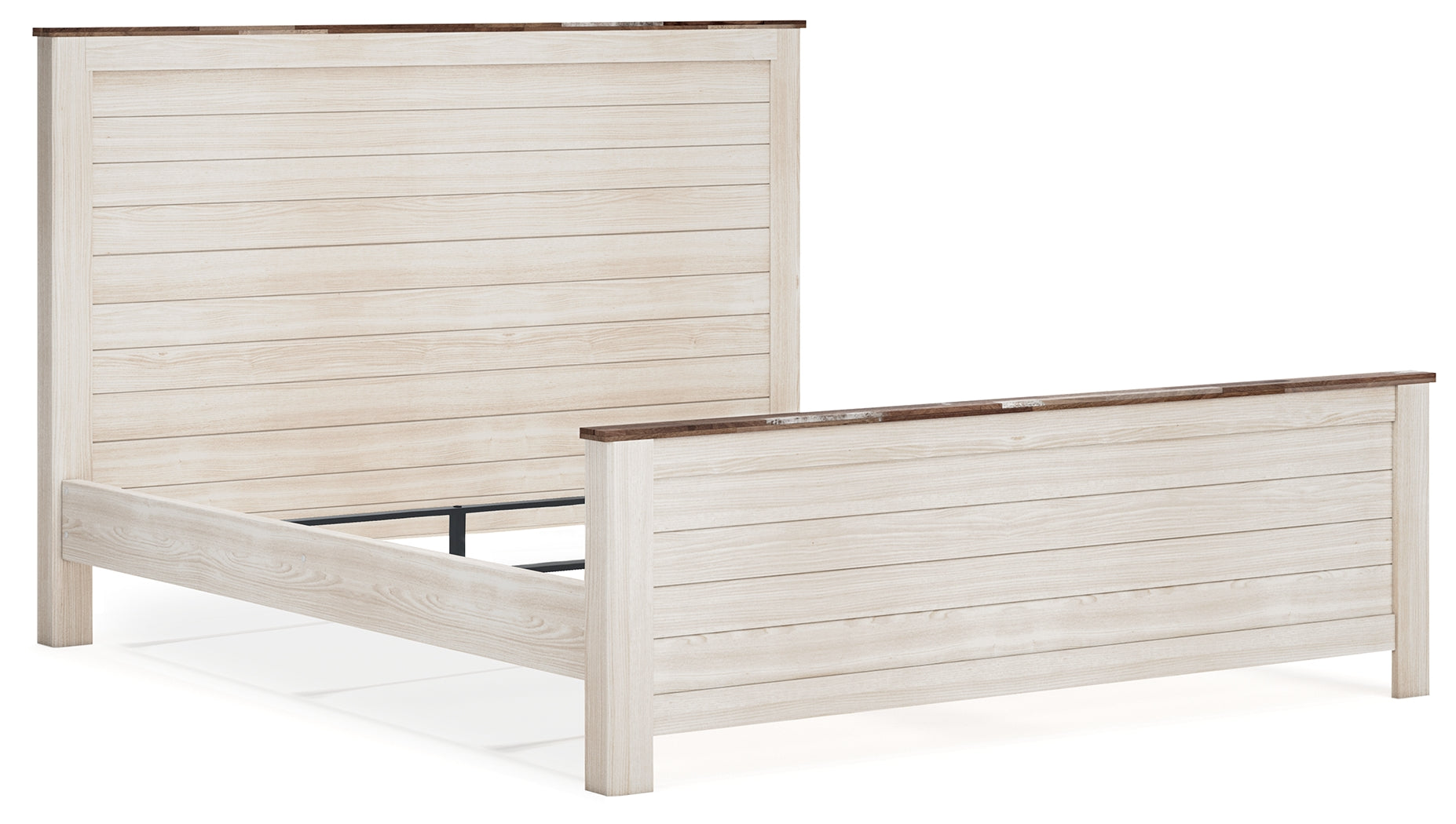 Ashley Furniture - Willowton King Panel Bed - Whitewash - Beige Wood - Beds
