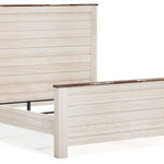Ashley Furniture - Willowton King Panel Bed - Whitewash - Beige Wood - Beds