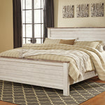 Ashley Furniture - Willowton King Panel Bed - Whitewash - Beige Wood - Beds - Additional View 1
