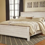 Ashley Furniture - Willowton King Panel Bed - Whitewash - Beige Wood - Beds - Additional View 1