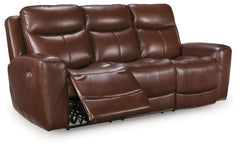 Ashley Furniture - MOMENTUM MAHOGANY LEATHER 2P POWER SOFA - Dark Brown Leather Match - Sofas