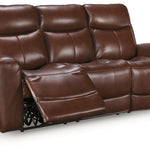 Ashley Furniture - MOMENTUM MAHOGANY LEATHER 2P POWER SOFA - Dark Brown Leather Match - Sofas