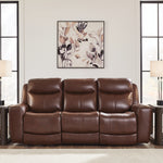 Ashley Furniture - MOMENTUM MAHOGANY LEATHER 2P POWER SOFA - Dark Brown Leather Match - Sofas - Additional View 1