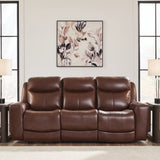 Ashley Furniture - MOMENTUM MAHOGANY LEATHER 2P POWER SOFA - Dark Brown Leather Match - Sofas - Additional View 1