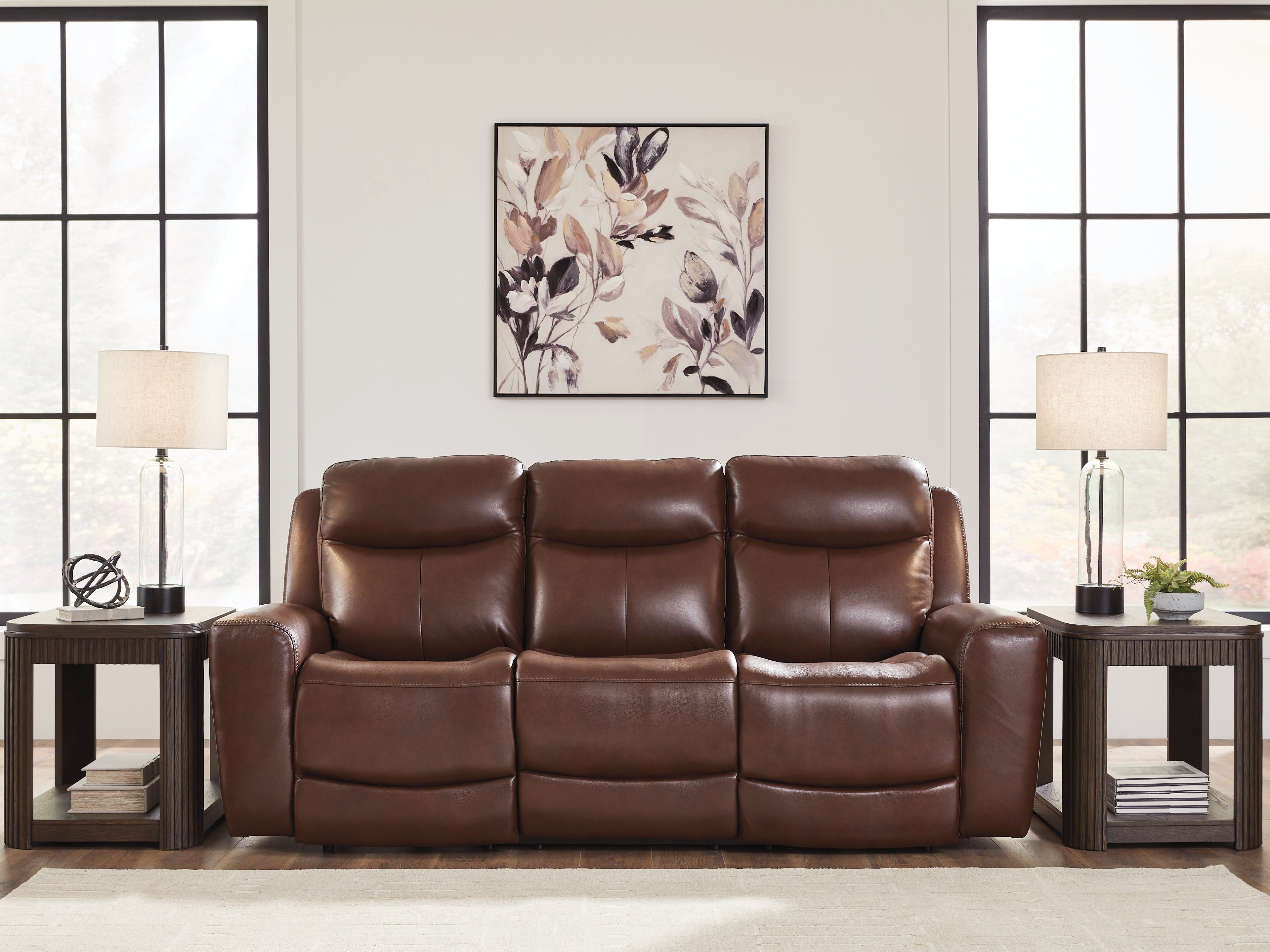 Ashley Furniture - MOMENTUM MAHOGANY LEATHER 2P POWER SOFA - Dark Brown Leather Match - Sofas - Additional View 1