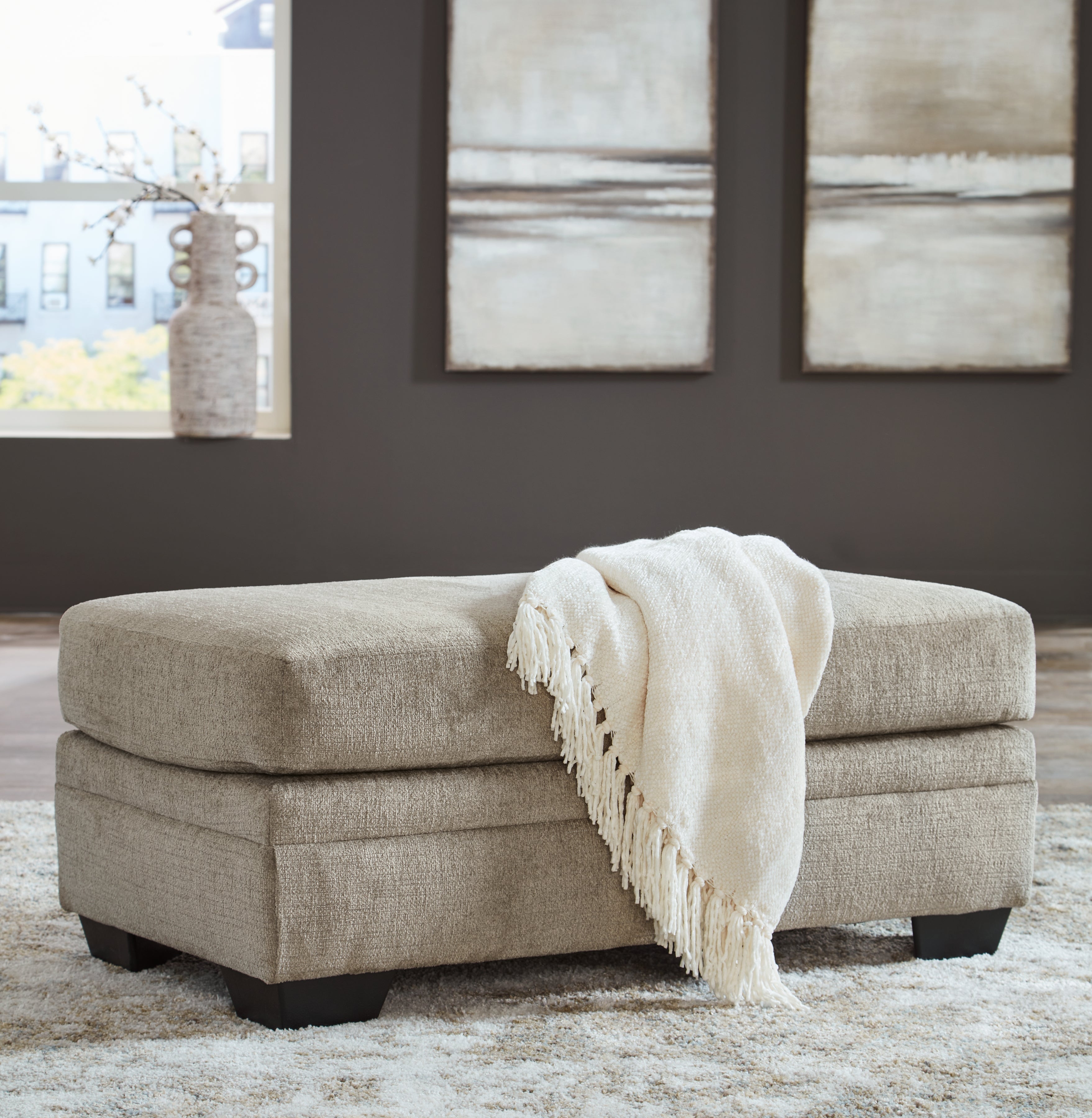 Ashley Furniture - Stonemeade Ottoman - Taupe - Light Brown Fabric - Ottomans - Additional View 1