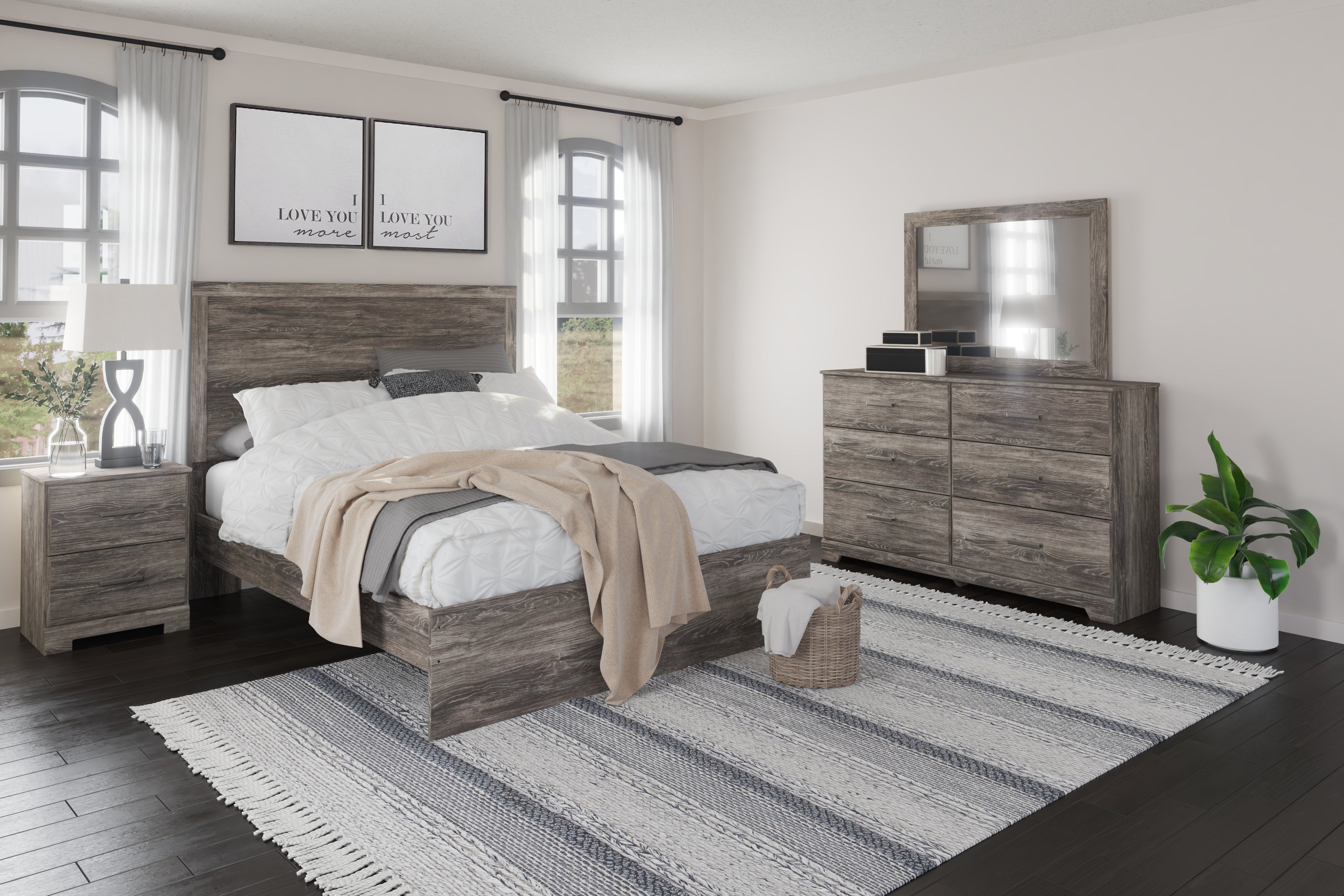 Ashley Furniture - Ralinksi Nightstand - Brown - Gray Wood - Nightstands
