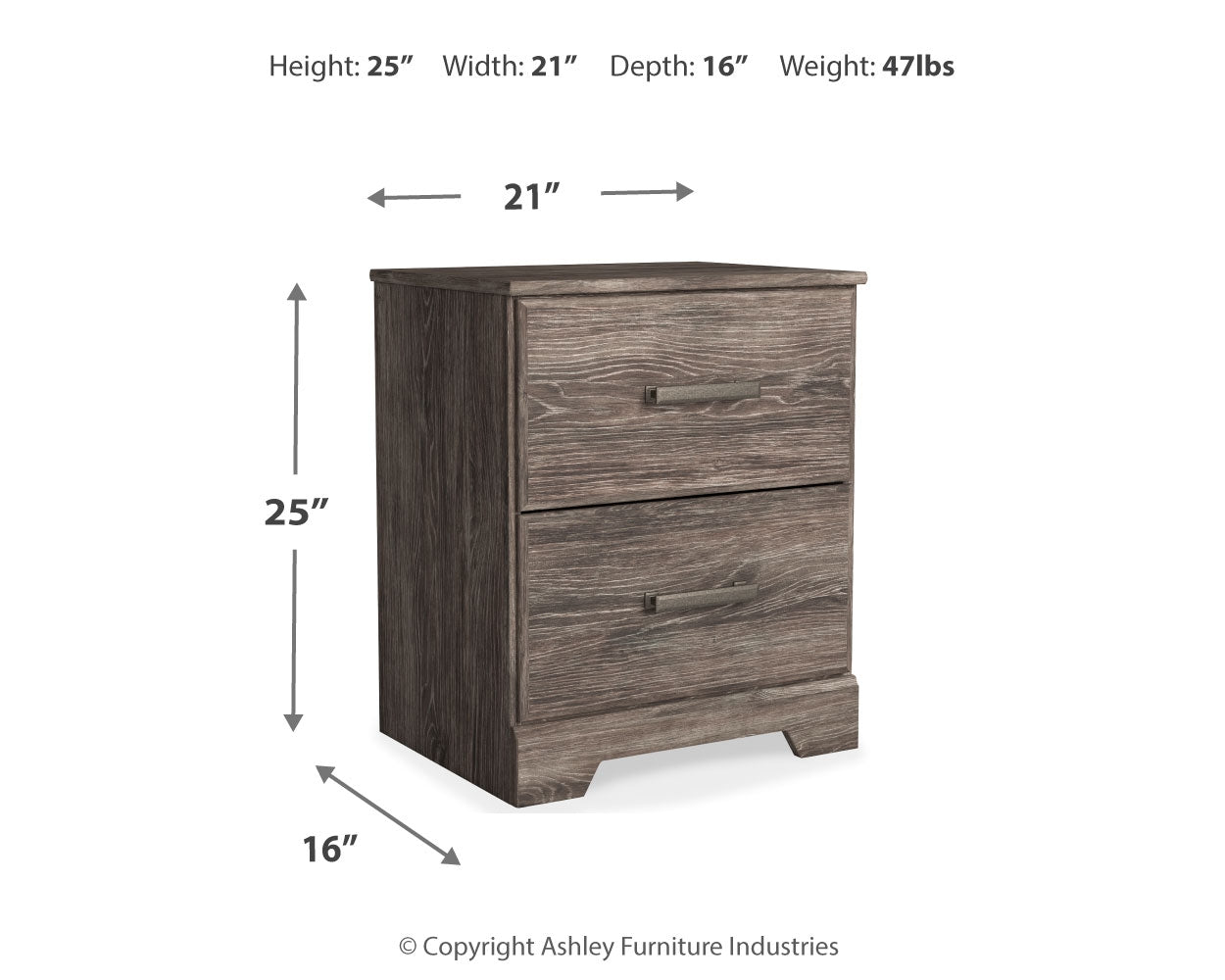 Ashley Furniture - Ralinksi Nightstand - Brown - Gray Wood - Nightstands - Additional View 6