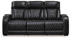 Ashley Furniture - Boyington Power Sofa With Massage, Heat, And Led Lighting - Black - Leather Match - Sofas