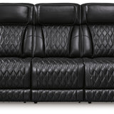 Ashley Furniture - Boyington Power Sofa With Massage, Heat, And Led Lighting - Black - Leather Match - Sofas
