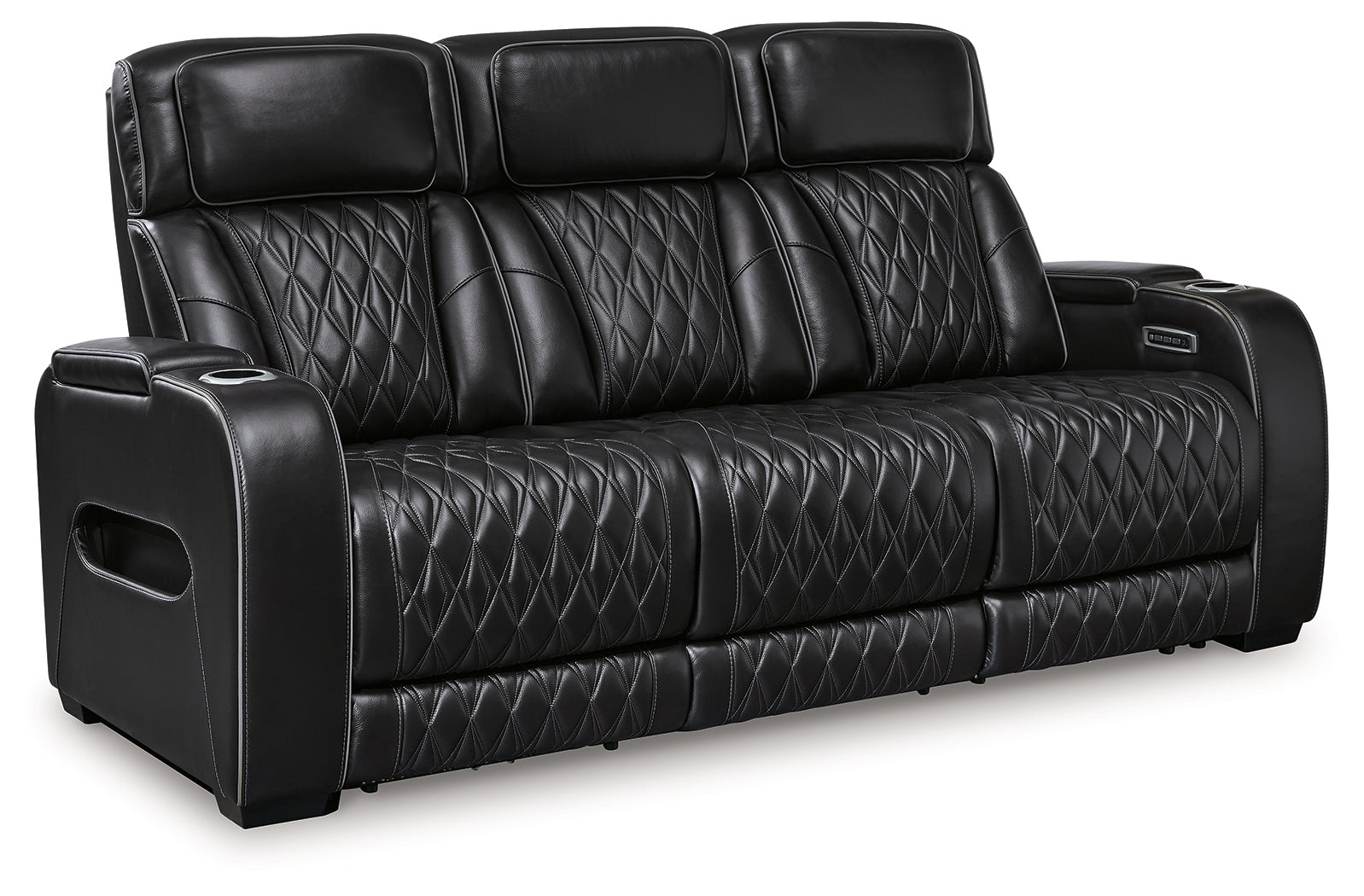 Ashley Furniture - Boyington Power Sofa With Massage, Heat, And Led Lighting - Black - Leather Match - Sofas - Additional View 2