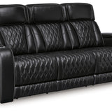 Ashley Furniture - Boyington Power Sofa With Massage, Heat, And Led Lighting - Black - Leather Match - Sofas - Additional View 2