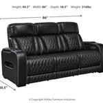 Ashley Furniture - Boyington Power Sofa With Massage, Heat, And Led Lighting - Black - Leather Match - Sofas - Additional View 3